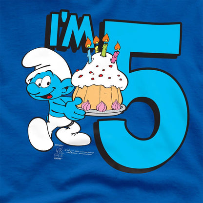 Royal Blue - Side - The Smurfs Unisex Adult I´m 5 T-Shirt