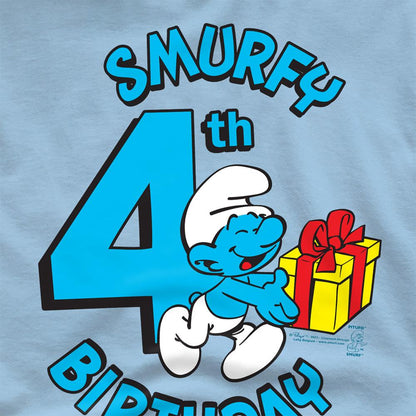 Light Blue - Side - The Smurfs Unisex Adult Smurfy 4th Birthday T-Shirt