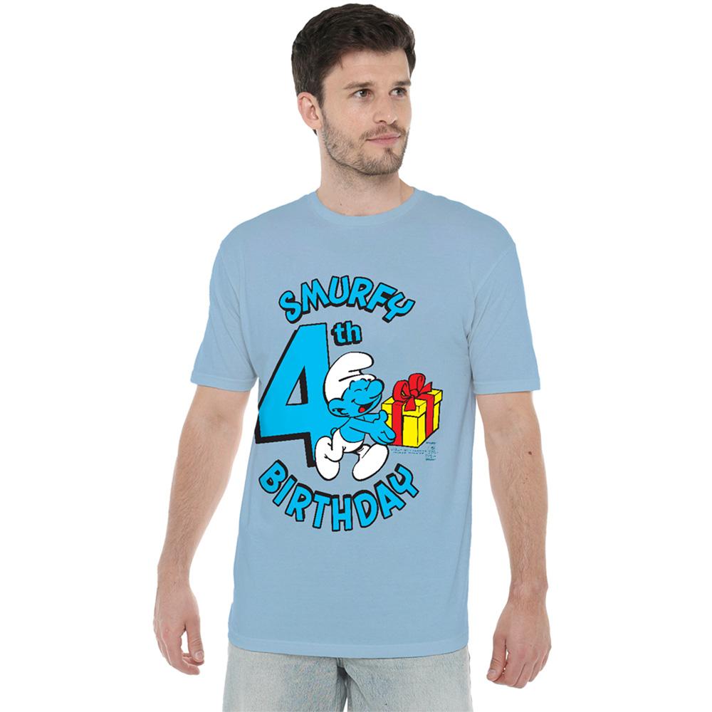 Light Blue - Lifestyle - The Smurfs Unisex Adult Smurfy 4th Birthday T-Shirt