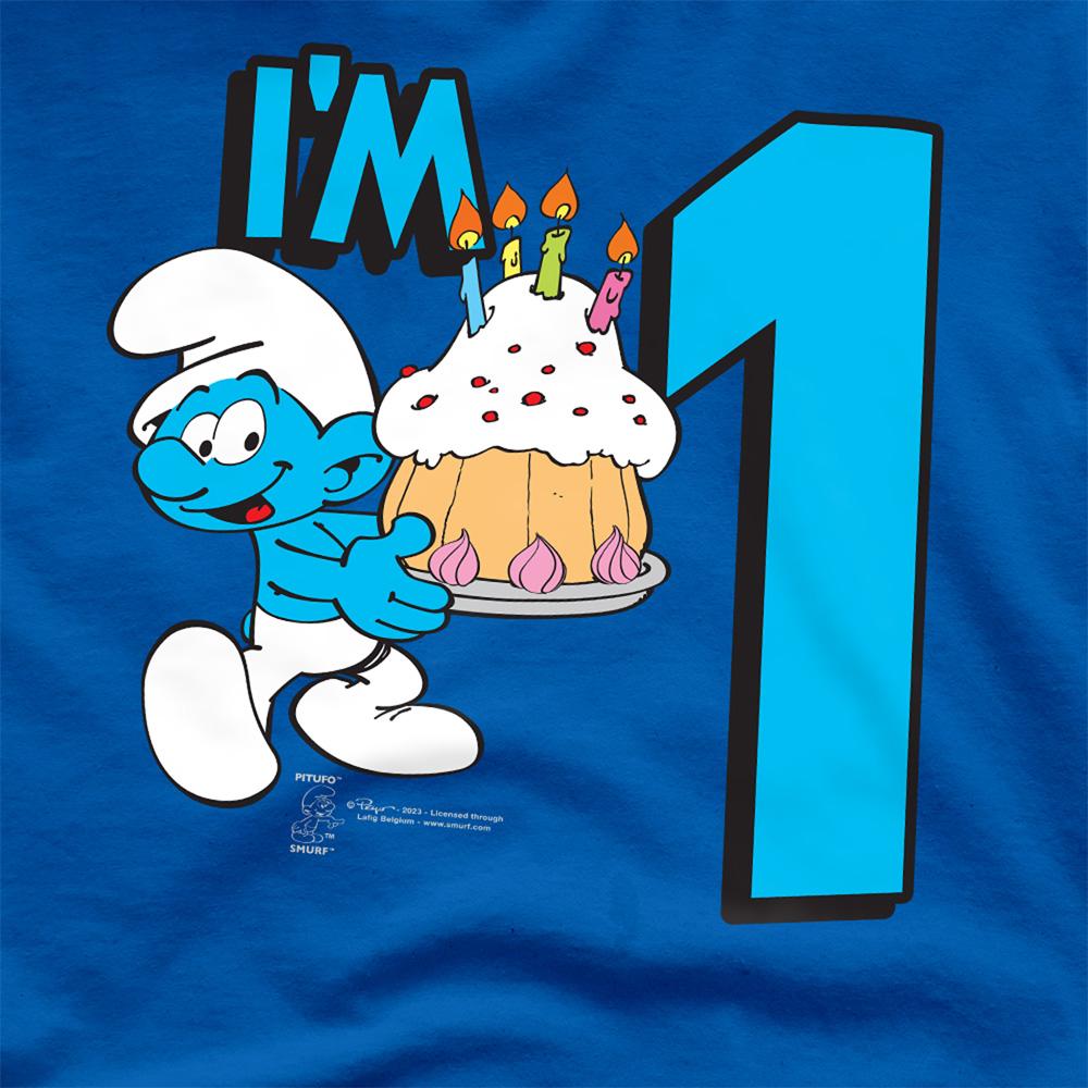 Royal Blue - Side - The Smurfs Unisex Adult I´m 1 Birthday T-Shirt
