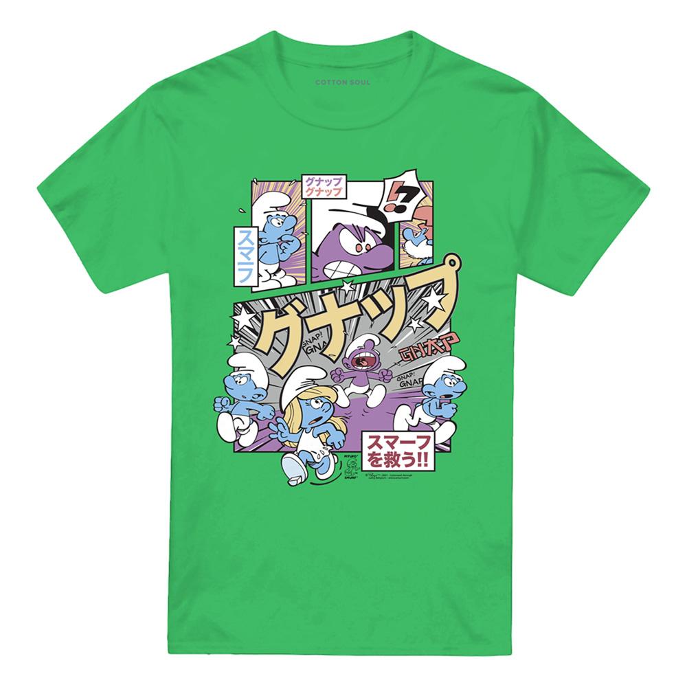 Kelly Green - Front - The Smurfs Unisex Adult Manga T-Shirt