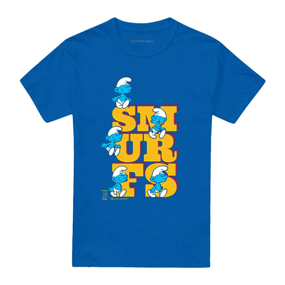 Royal Blue - Front - The Smurfs Unisex Adult Letters T-Shirt