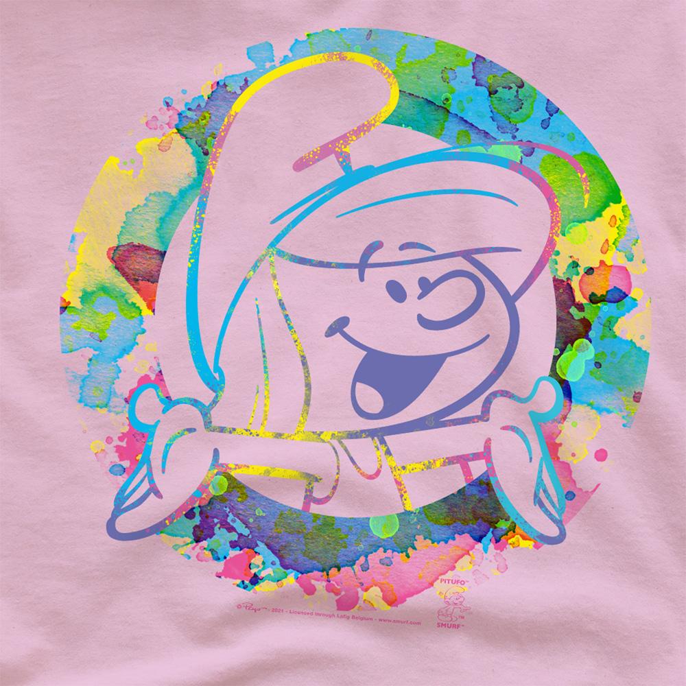 Pink - Side - The Smurfs Unisex Adult Smurfette Watercolour T-Shirt