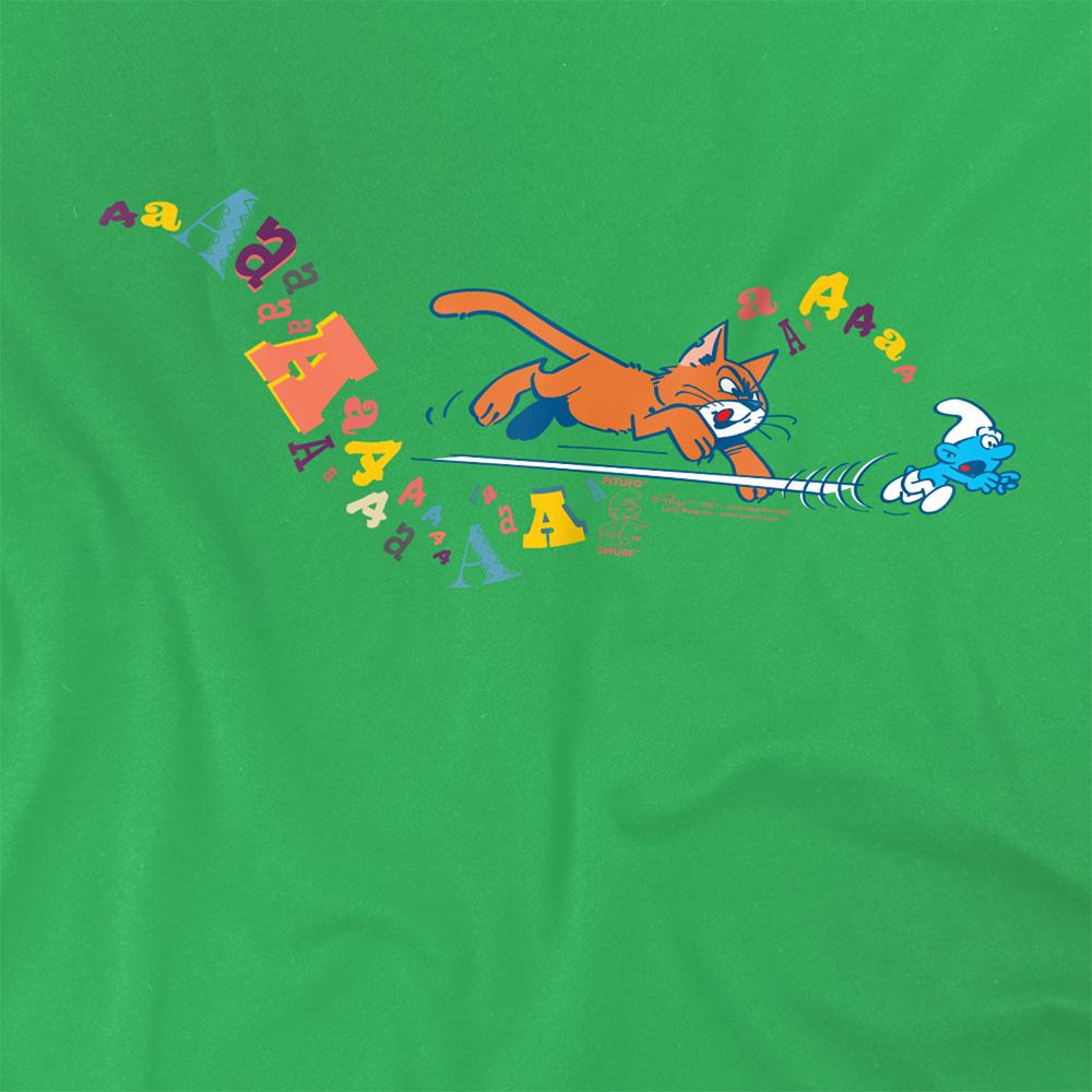 Kelly Green - Side - The Smurfs Unisex Adult Azrael Chase Scene T-Shirt