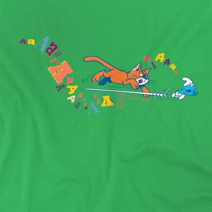 Kelly Green - Side - The Smurfs Unisex Adult Azrael Chase Scene T-Shirt