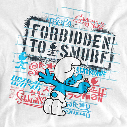 White - Side - The Smurfs Unisex Adult Forbidden To Smurf Street Art T-Shirt