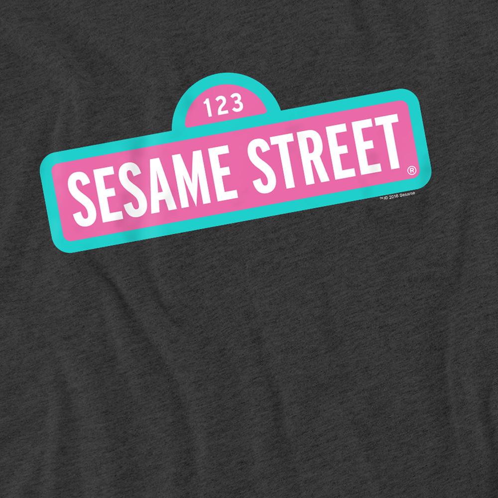 Charcoal - Side - Sesame Street Unisex Adult Logo Heather T-Shirt