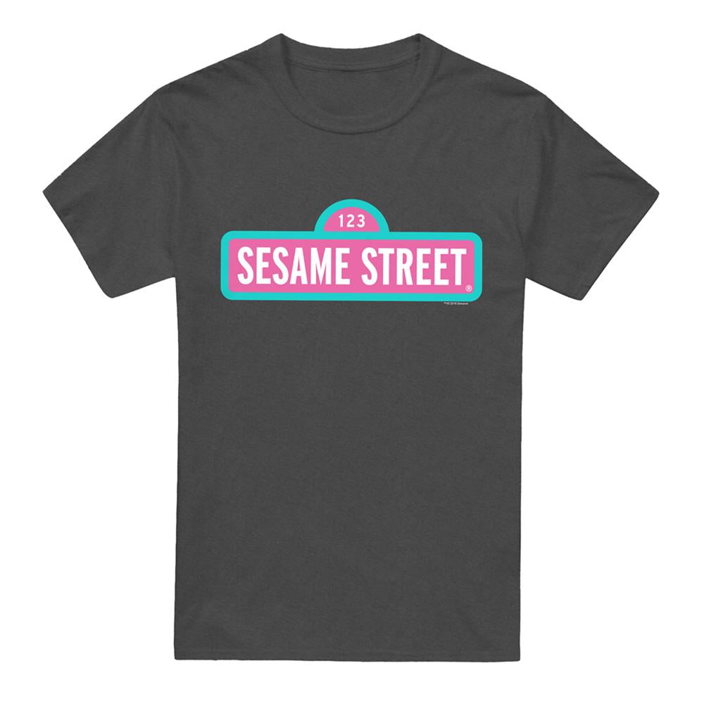 Charcoal - Front - Sesame Street Unisex Adult Logo Heather T-Shirt