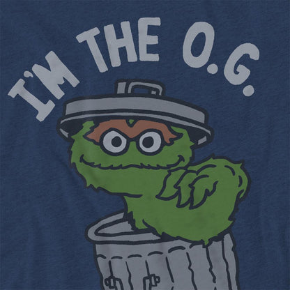 Navy - Side - Sesame Street Unisex Adult I´m The Og Heather T-Shirt