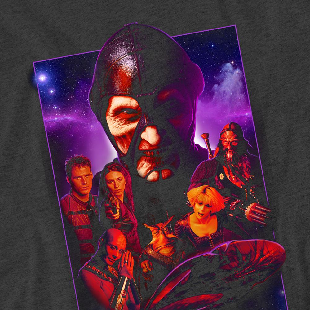 Charcoal - Side - Farscape Unisex Adult 20 Years Collage Heather T-Shirt