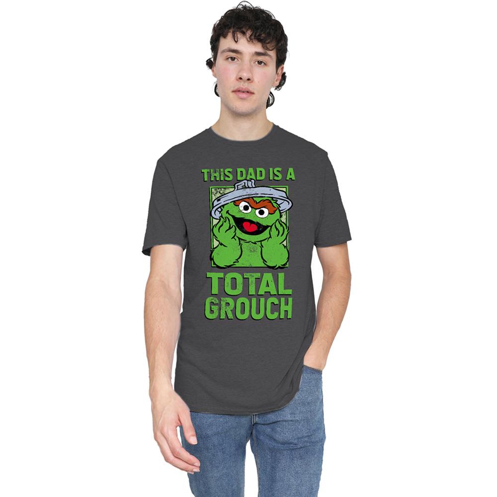 Charcoal - Back - Sesame Street Unisex Adult This Dad Is A Total Oscar The Grouch Heather Fathers Day T-Shirt