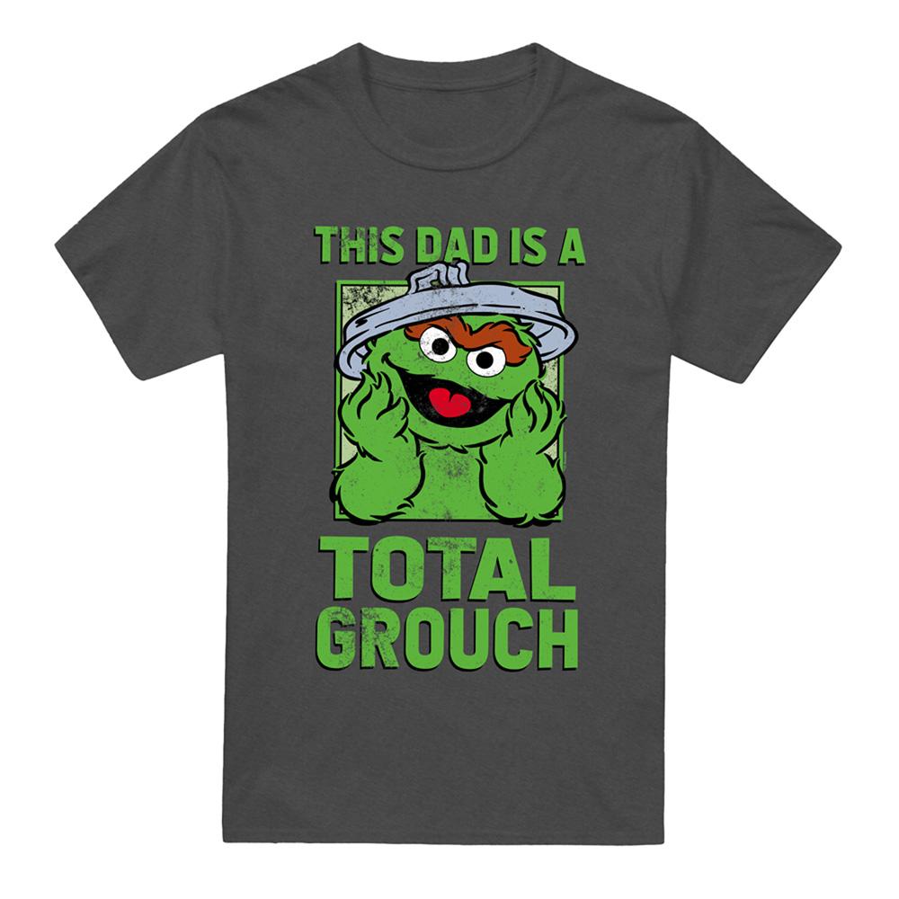 Charcoal - Front - Sesame Street Unisex Adult This Dad Is A Total Oscar The Grouch Heather Fathers Day T-Shirt