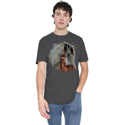 Charcoal - Back - Wild Wings Unisex Adult Horse Heather T-Shirt