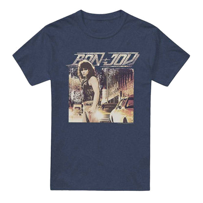 Navy - Front - Bon Jovi Unisex Adult Runaway Jon Heather T-Shirt