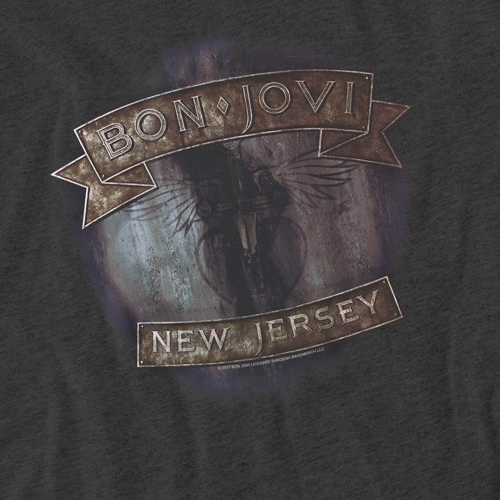 Charcoal - Side - Bon Jovi Unisex Adult New Jersey Heather T-Shirt