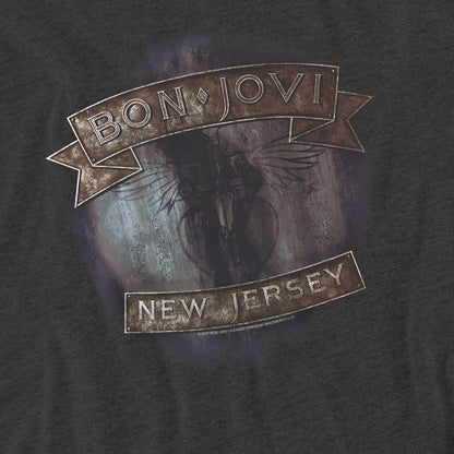 Charcoal - Side - Bon Jovi Unisex Adult New Jersey Heather T-Shirt