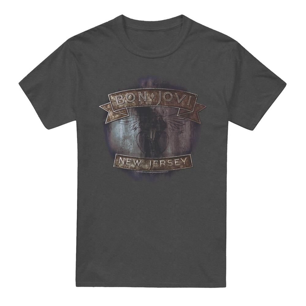 Charcoal - Front - Bon Jovi Unisex Adult New Jersey Heather T-Shirt