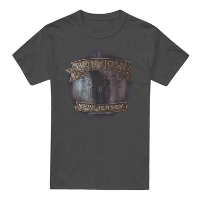 Charcoal - Front - Bon Jovi Unisex Adult New Jersey Heather T-Shirt