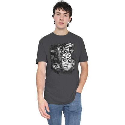 Charcoal - Back - The Twilight Zone Unisex Adult Someone On The Wing Heather T-Shirt