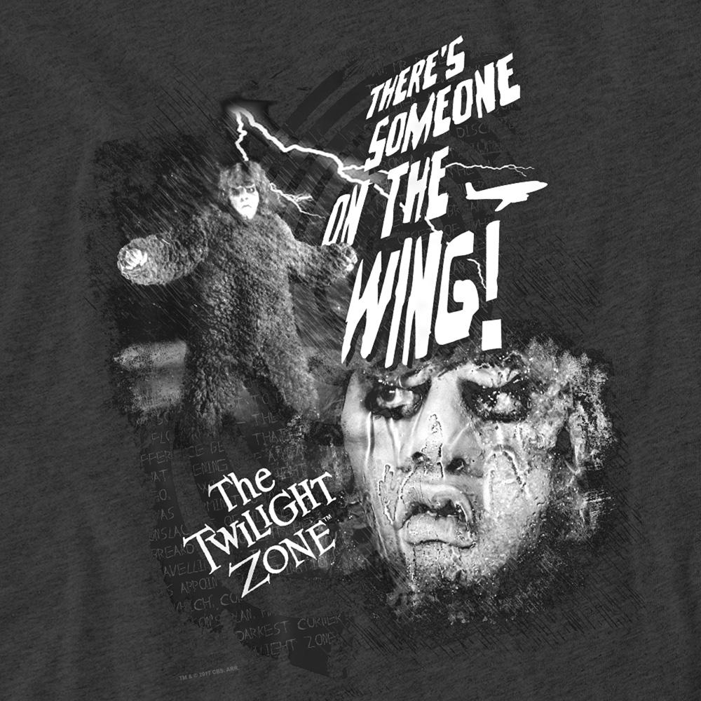 Charcoal - Side - The Twilight Zone Unisex Adult Someone On The Wing Heather T-Shirt