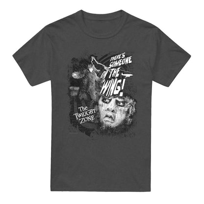 Charcoal - Front - The Twilight Zone Unisex Adult Someone On The Wing Heather T-Shirt