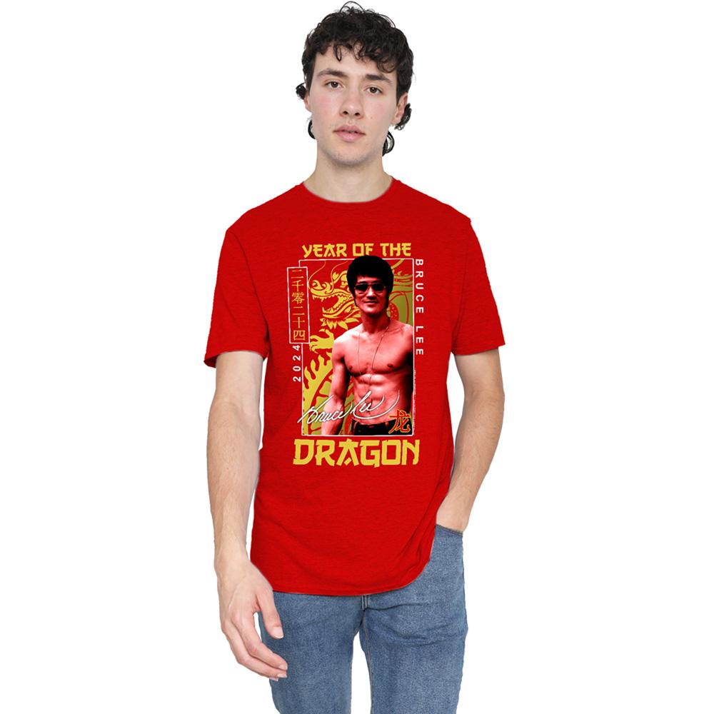 Red - Lifestyle - Bruce Lee Unisex Adult Year Of The Dragon Framed Heather T-Shirt