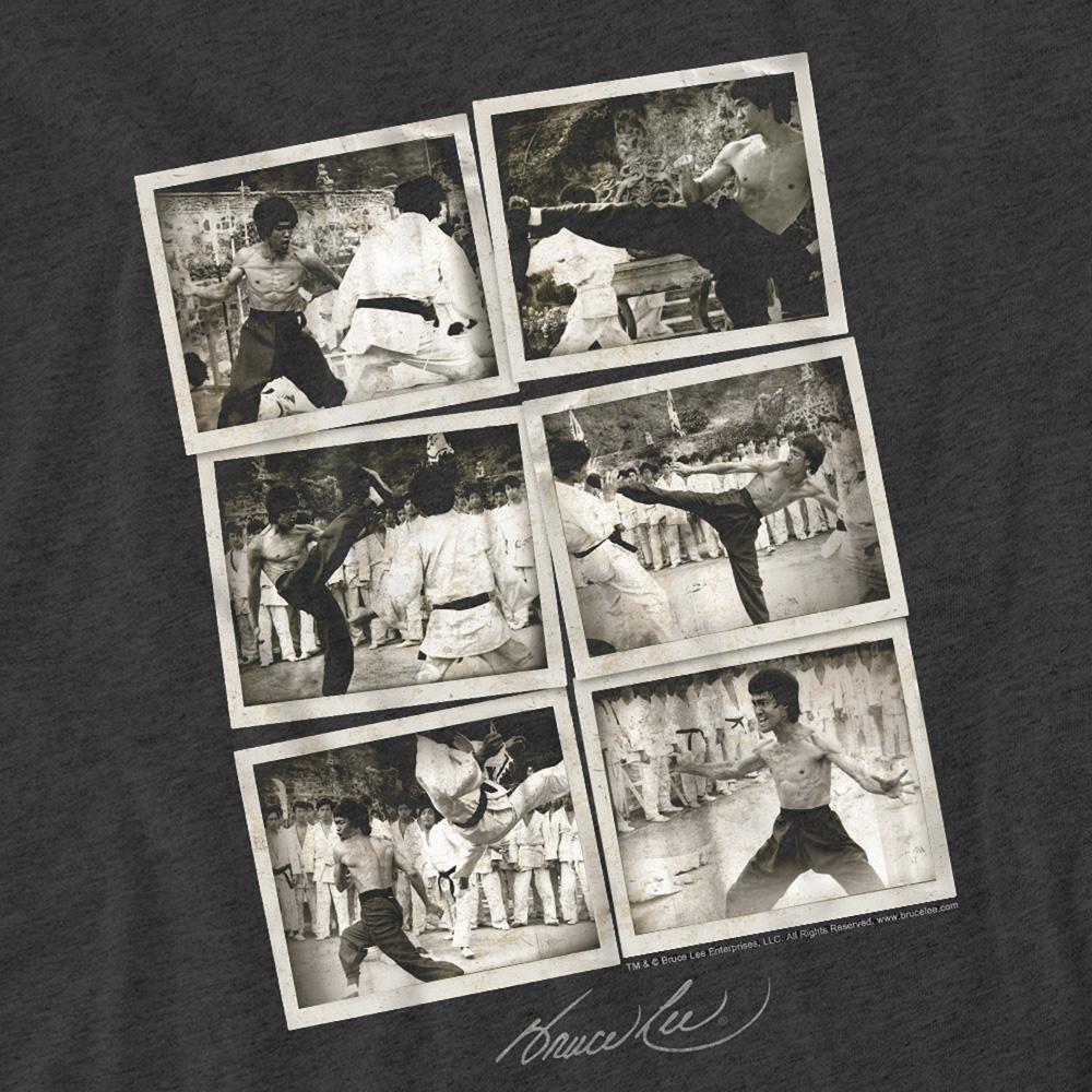 Charcoal - Side - Bruce Lee Unisex Adult Snap Shots Heather T-Shirt