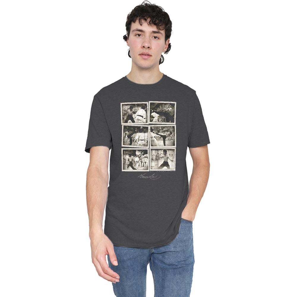 Charcoal - Lifestyle - Bruce Lee Unisex Adult Snap Shots Heather T-Shirt
