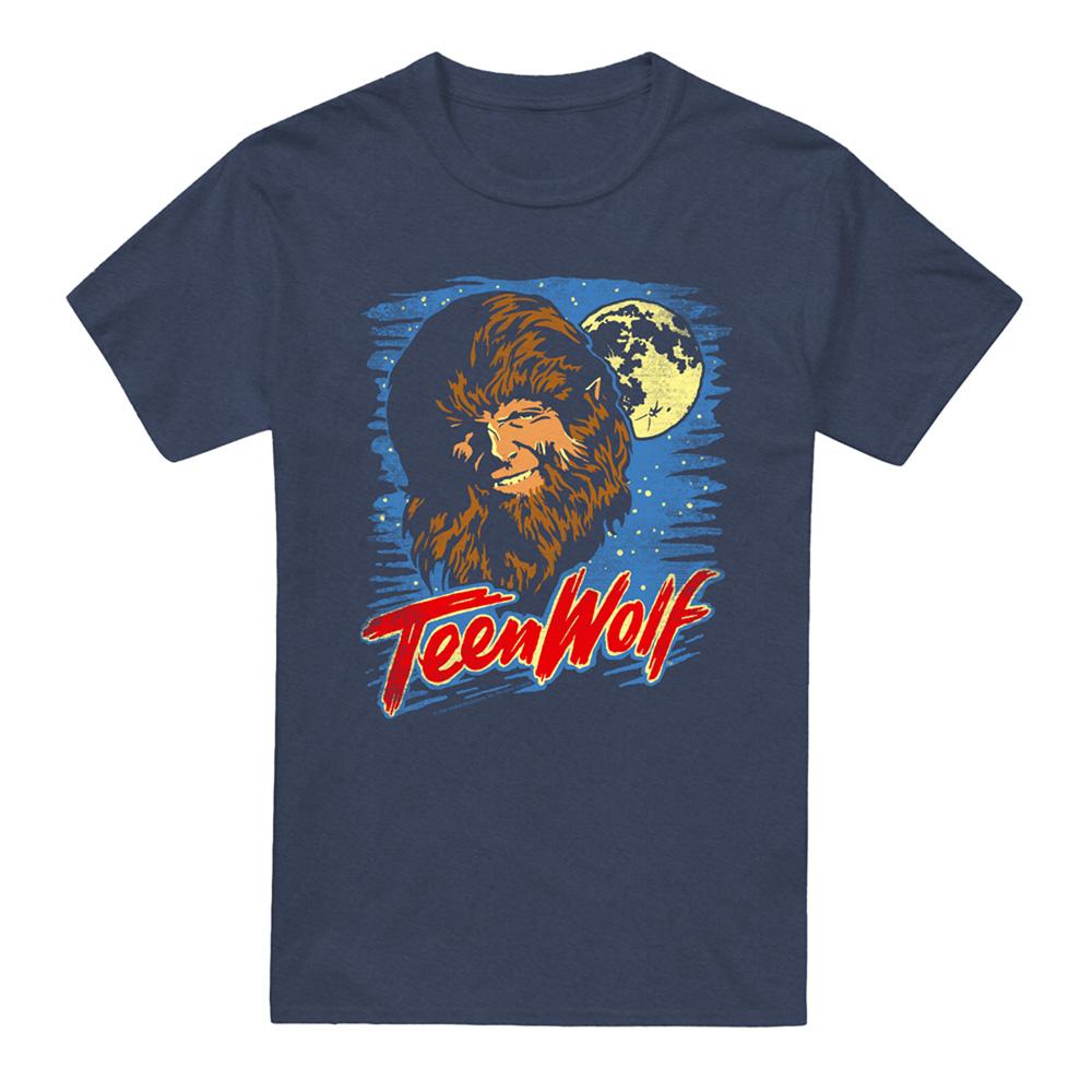 Navy - Front - Teen Wolf Unisex Adult Moon Heather T-Shirt