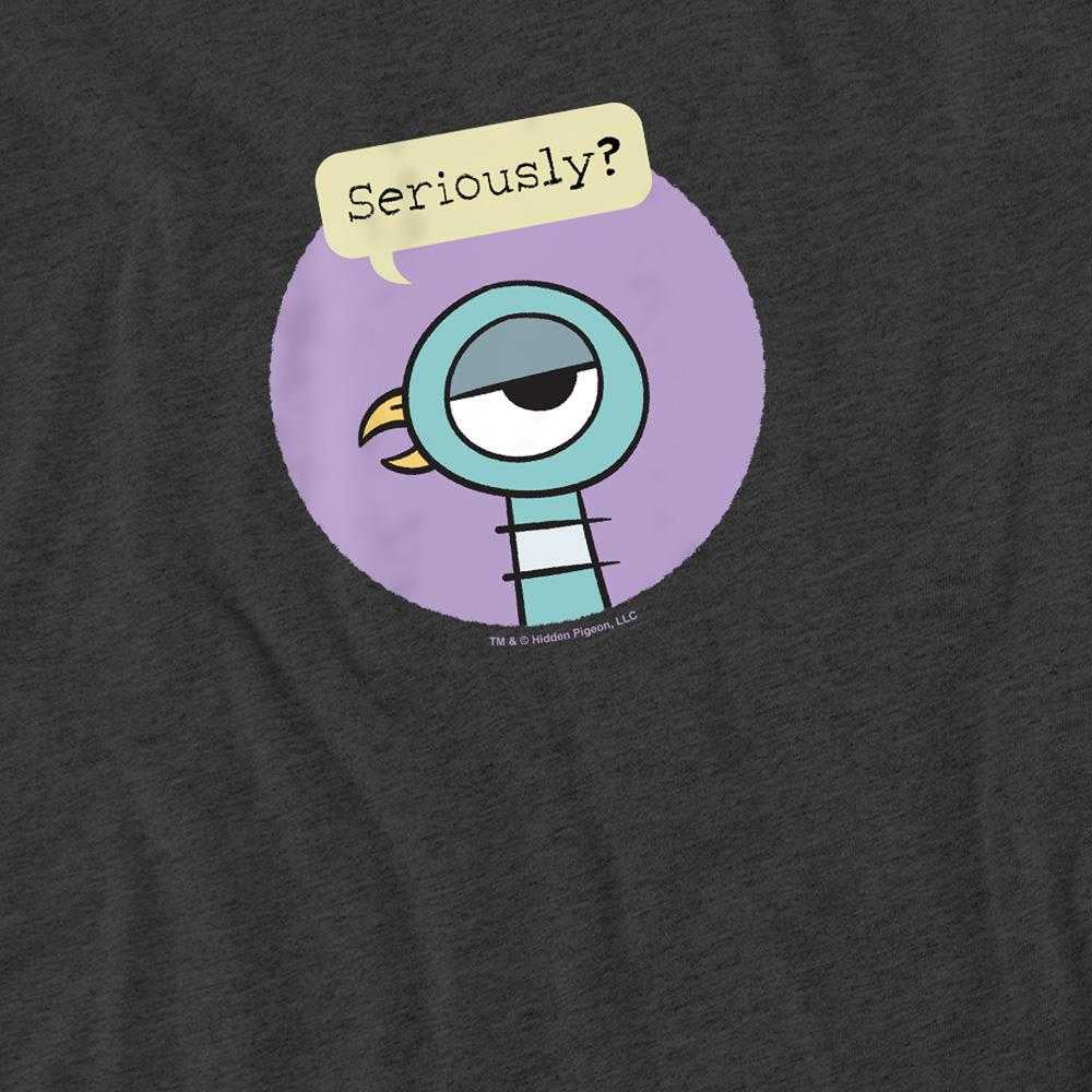 Charcoal - Side - The Pigeon Unisex Adult Seriously Heather T-Shirt