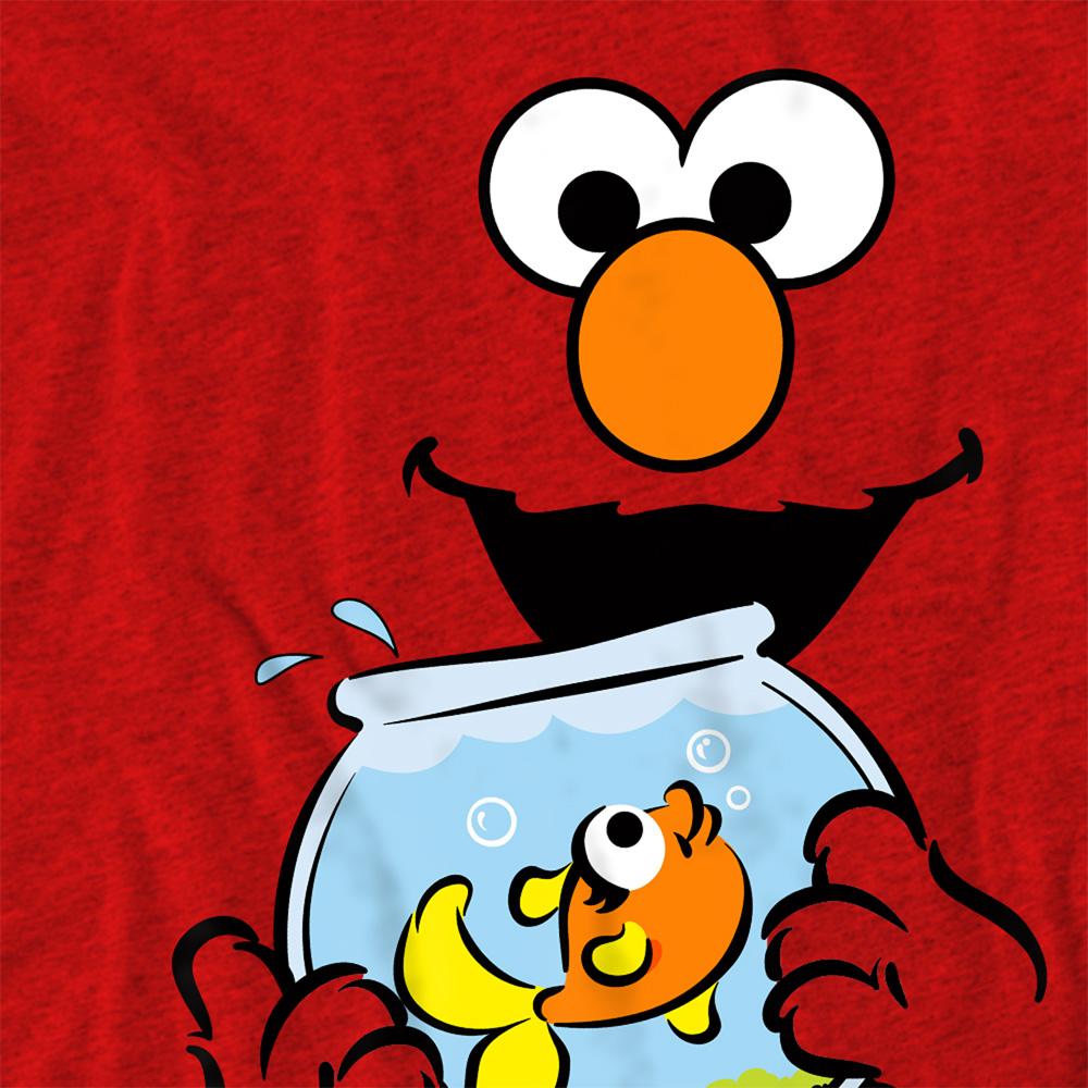 Red - Side - Sesame Street Unisex Adult Elmo & Dorothy Face Heather T-Shirt
