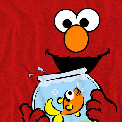 Red - Side - Sesame Street Unisex Adult Elmo & Dorothy Face Heather T-Shirt