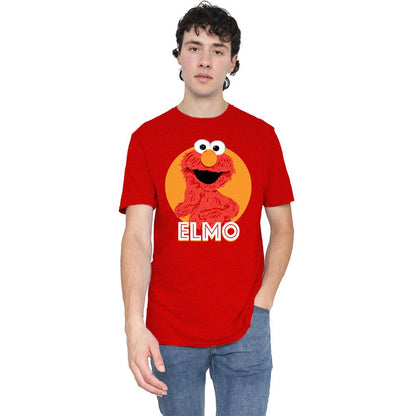 Red - Back - Sesame Street Unisex Adult Elmo Scribble Heather T-Shirt
