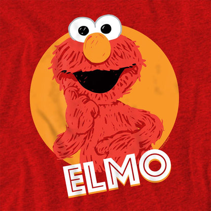 Red - Side - Sesame Street Unisex Adult Elmo Scribble Heather T-Shirt