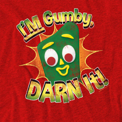 Red - Side - Gumby Unisex Adult Darn It Heather T-Shirt