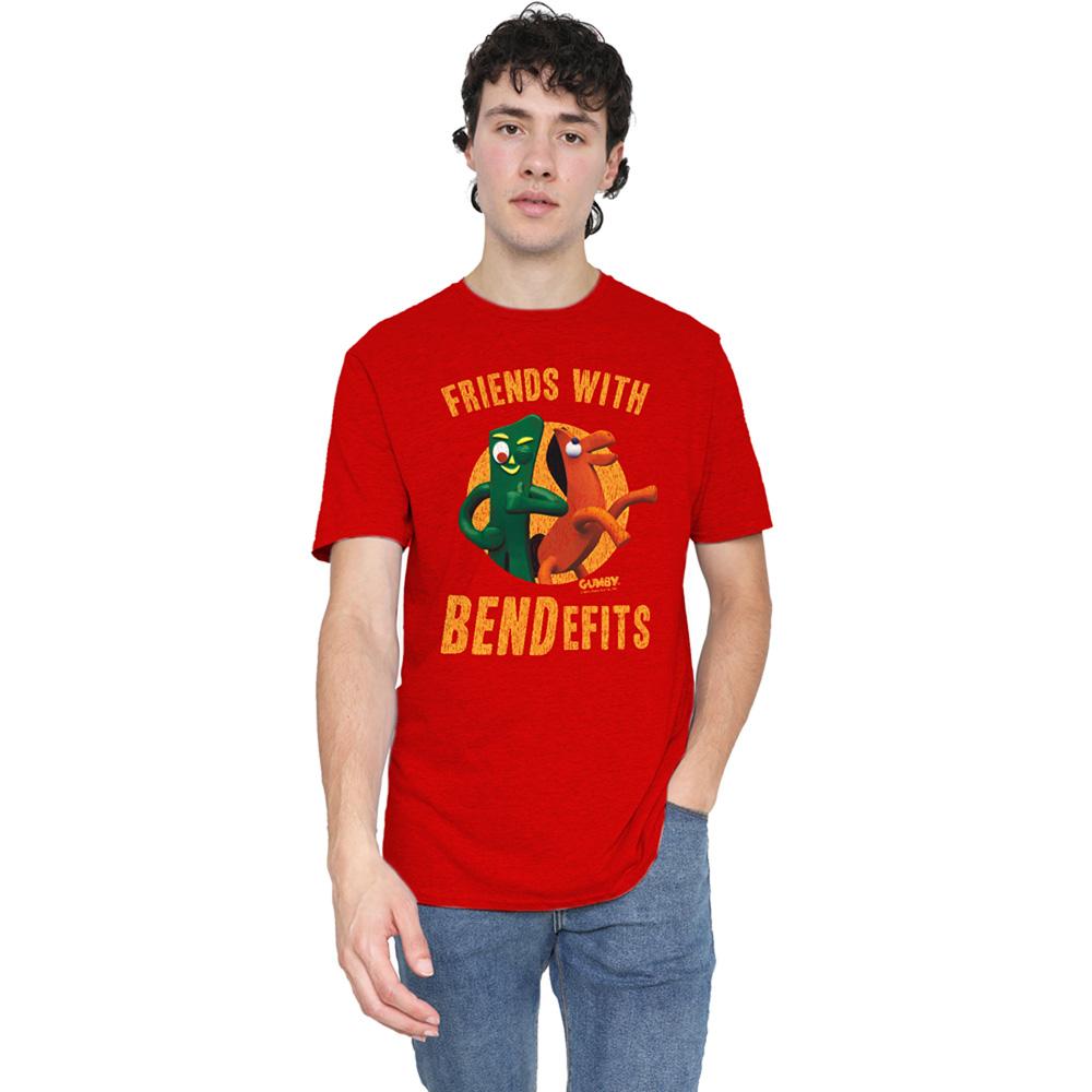 Red - Back - Gumby Unisex Adult Bendefits Heather T-Shirt