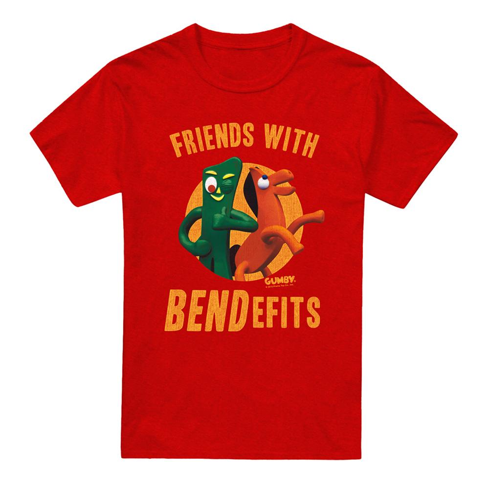 Red - Front - Gumby Unisex Adult Bendefits Heather T-Shirt
