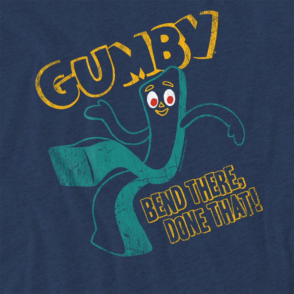 Navy - Side - Gumby Unisex Adult Bend There Done That Heather T-Shirt