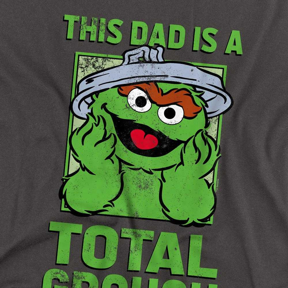 Charcoal - Side - Sesame Street Unisex Adult This Dad Is A Total Oscar The Grouch Long-Sleeved Fathers Day T-Shirt