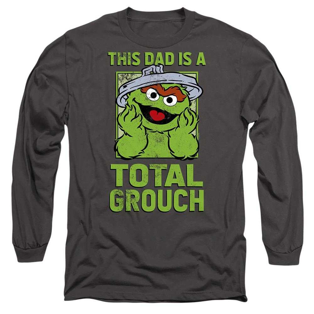 Charcoal - Front - Sesame Street Unisex Adult This Dad Is A Total Oscar The Grouch Long-Sleeved Fathers Day T-Shirt