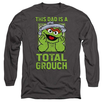 Charcoal - Front - Sesame Street Unisex Adult This Dad Is A Total Oscar The Grouch Long-Sleeved Fathers Day T-Shirt