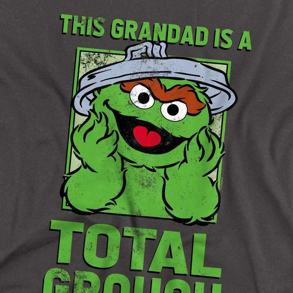 Charcoal - Side - Sesame Street Unisex Adult Grandad Oscar The Grouch Long-Sleeved Fathers Day T-Shirt