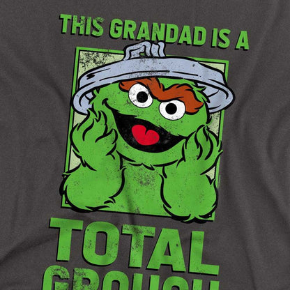 Charcoal - Side - Sesame Street Unisex Adult Grandad Oscar The Grouch Long-Sleeved Fathers Day T-Shirt