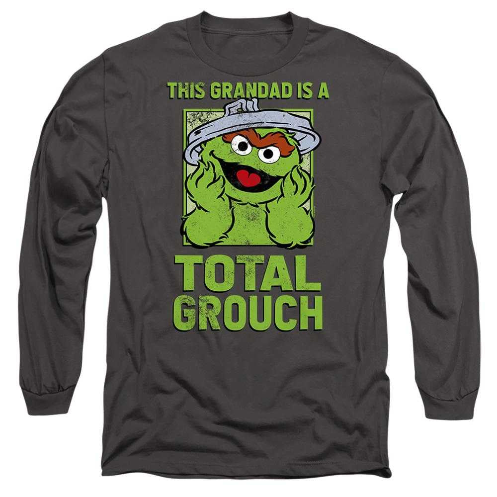 Charcoal - Front - Sesame Street Unisex Adult Grandad Oscar The Grouch Long-Sleeved Fathers Day T-Shirt