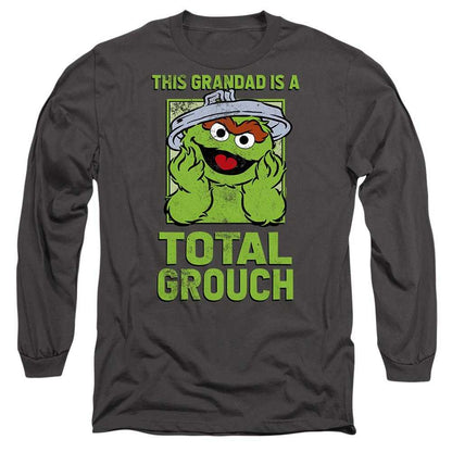 Charcoal - Front - Sesame Street Unisex Adult Grandad Oscar The Grouch Long-Sleeved Fathers Day T-Shirt