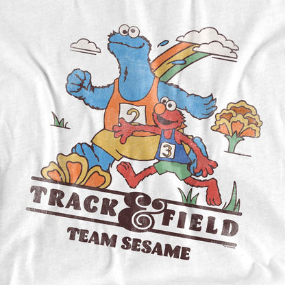 White - Side - Sesame Street Unisex Adult Track Field T-Shirt