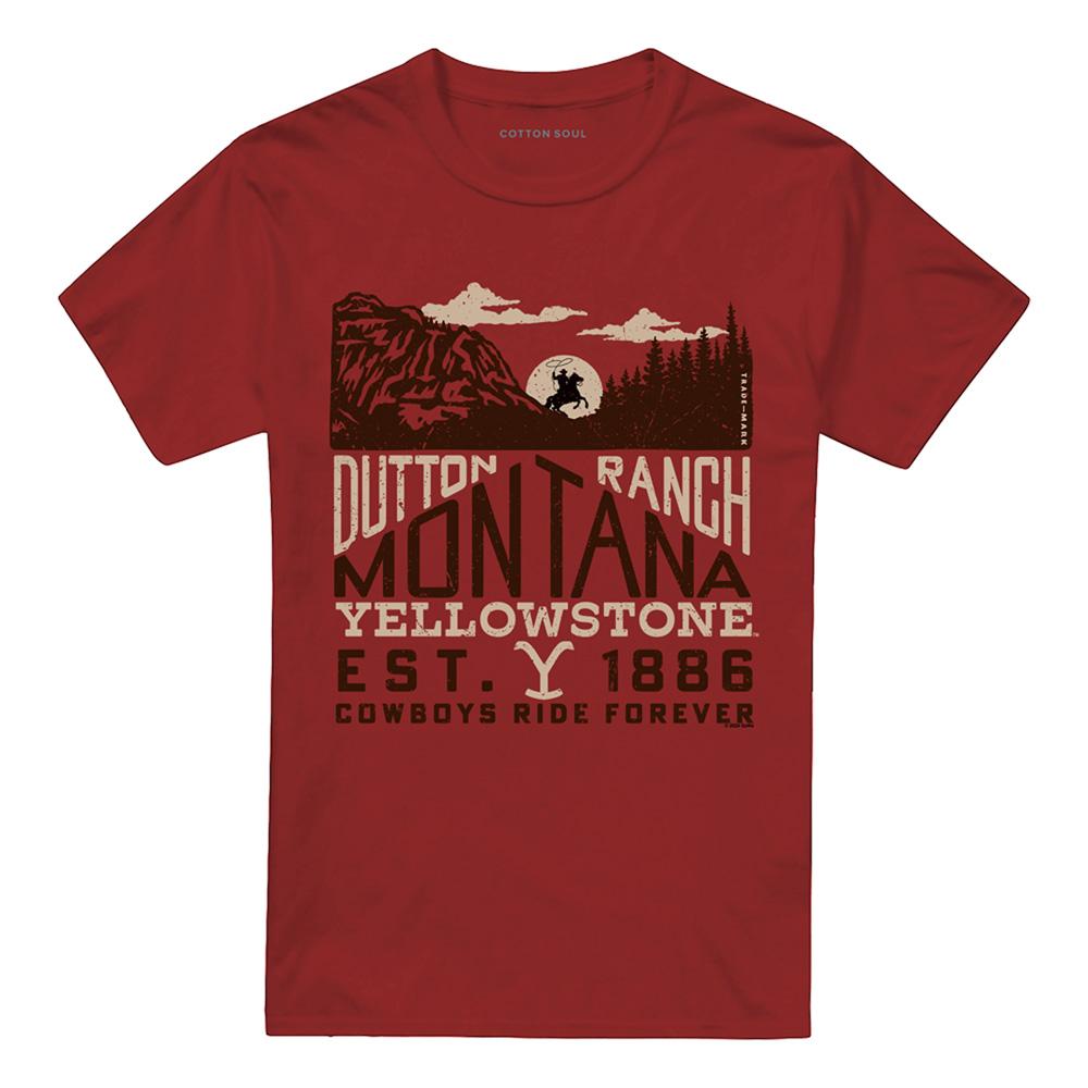 Cardinal - Front - Yellowstone Unisex Adult Montana Ride T-Shirt