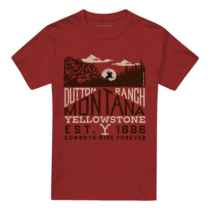 Cardinal - Front - Yellowstone Unisex Adult Montana Ride T-Shirt