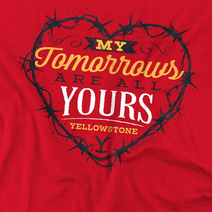 Red - Side - Yellowstone Unisex Adult My Tomorrows Are All Yours Heart T-Shirt