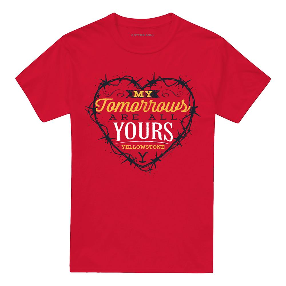 Red - Front - Yellowstone Unisex Adult My Tomorrows Are All Yours Heart T-Shirt